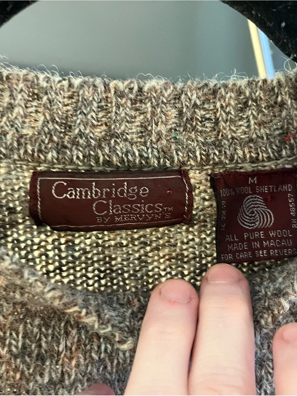 Men's Neutral Brown Crewneck Knit Sweater